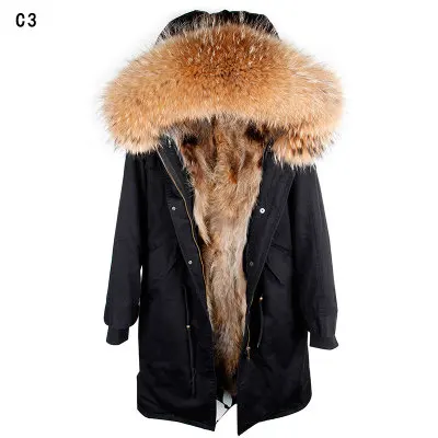 OFTBUY, парка выше колена, зимняя куртка для женщин, парка из натурального меха енота, пальто с воротником, с капюшоном, настоящая теплая подкладка из лисьего меха - Цвет: Over the knee