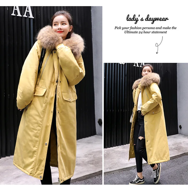 Hot sale hooded down cotton women's wear cotton pants knee length thickened cotton padded jacket 865