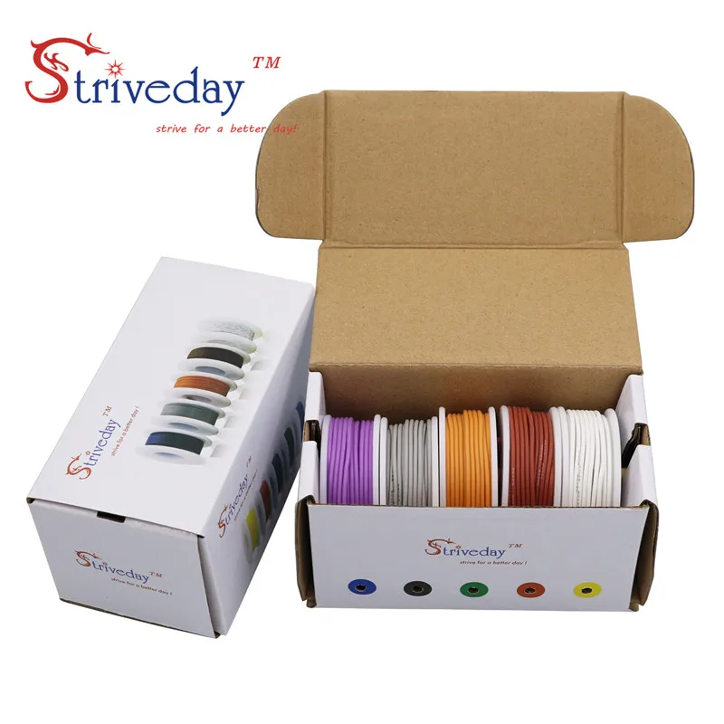 Силиконовый кабель 26AWG 50 м/коробка гибкий провод 5 цветов разные коробки 1 коробка