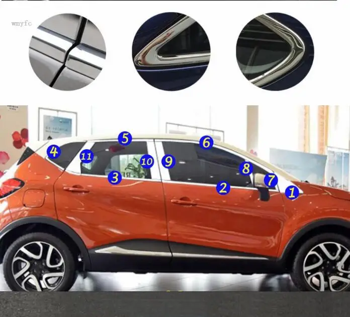 Для Renault Captur автомобильный стикер Крышка корпуса из нержавеющей стали Стекло окно украшение столб средняя колонна полоса отделка