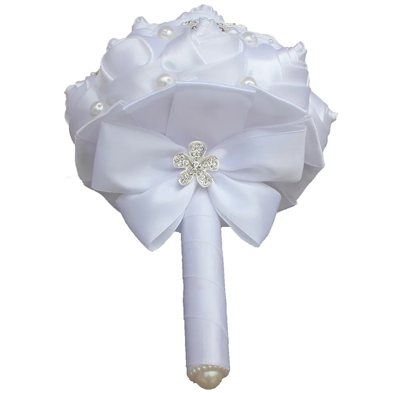 WifeLaI Новый 2018 Белый Свадебные цветы Букеты де mariage Bling Diamond букеты жемчужные buque de
