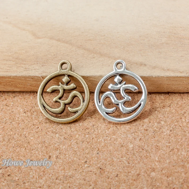 

36pcs Vintage Charms round OM yoga 3D Pendant Fit Bracelets Necklace DIY Metal Jewelry MakingD017