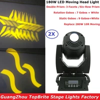 2xlot hot 180w led moving head beam lights 3 facets six row prism effect 8 10 rotation static gobos replace 280w 10r moving