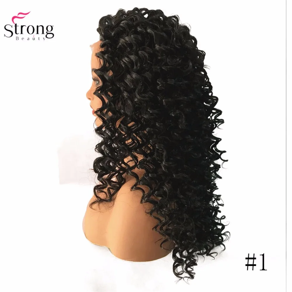 StrongBeauty синтетические волосы на кружеве Искусственные парики коричневый/черный длинные нахальный вьющиеся волосы шиньон синтетическ