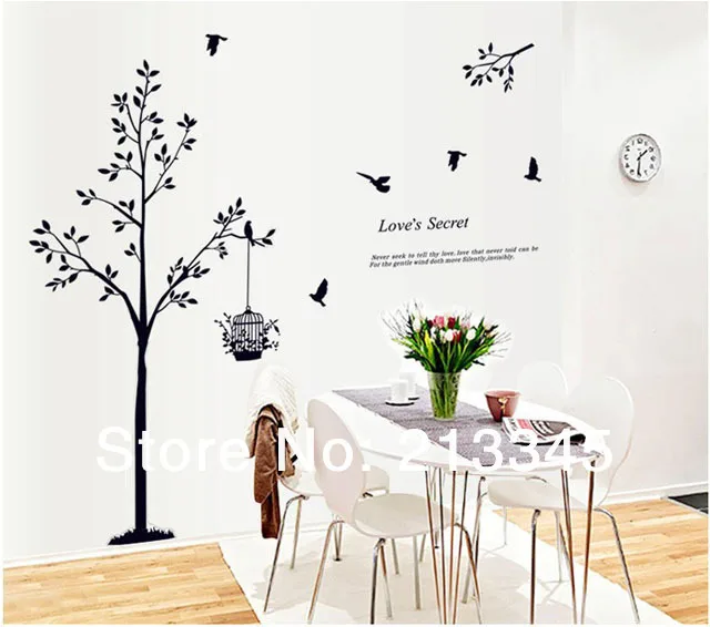 [Fundecor] Новое дерево для домашнего декора наклейки на стену птицы в клетке черная