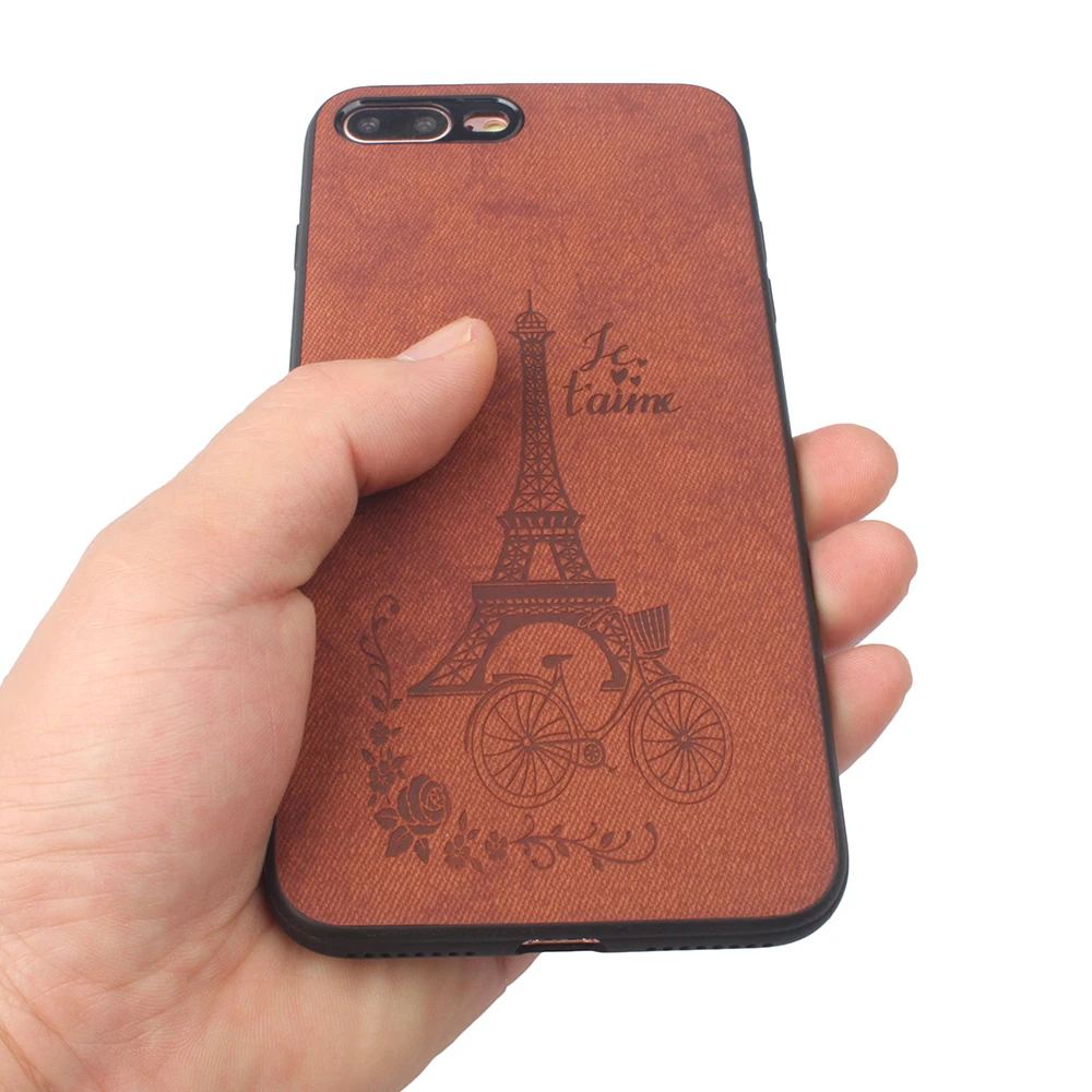 Тканевый рельефный чехол для iPhone 7 8 Plus TPU &amp PC мягкий силиконовый край задняя