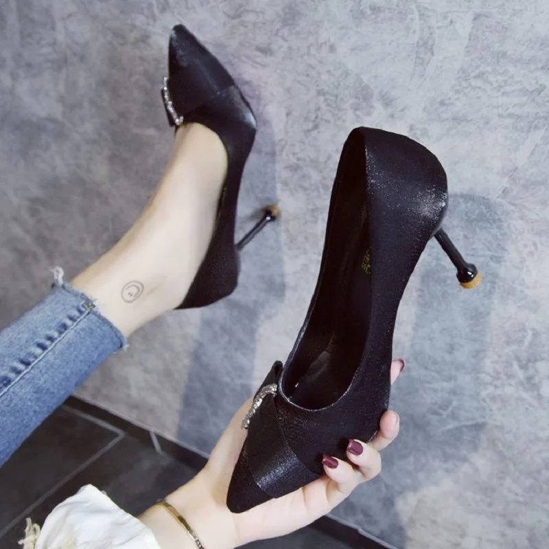 Новинка пикантная обувь на высоком каблуке 9 см в Корейском стиле с леопардовым