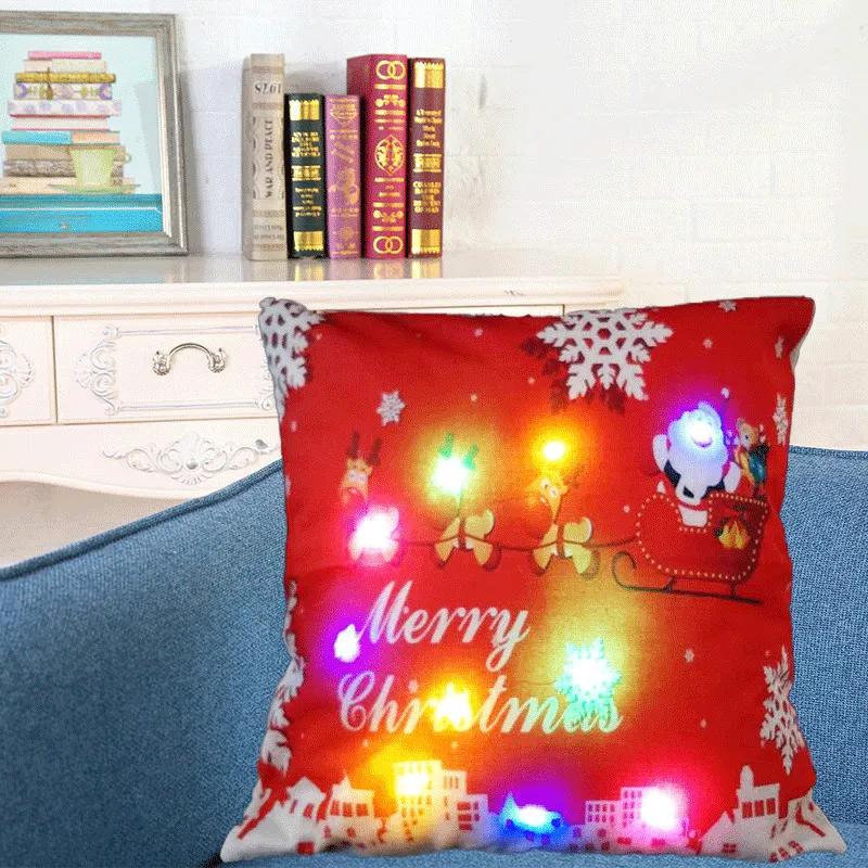 45*45cm Creative Lights Led Pillowcase Christmas Style Printed Cushion Cover Sofa Living Room Seat Throw Pillow Covers | Дом и сад