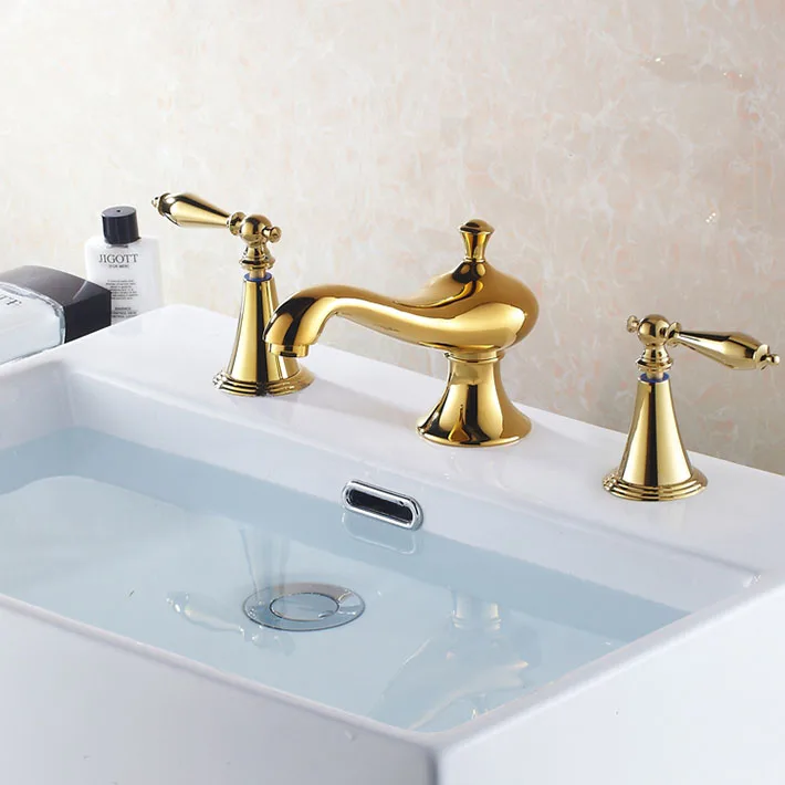 3 шт. Золотая отделка 8 &quotшироко распространенный Римский смеситель для ванной