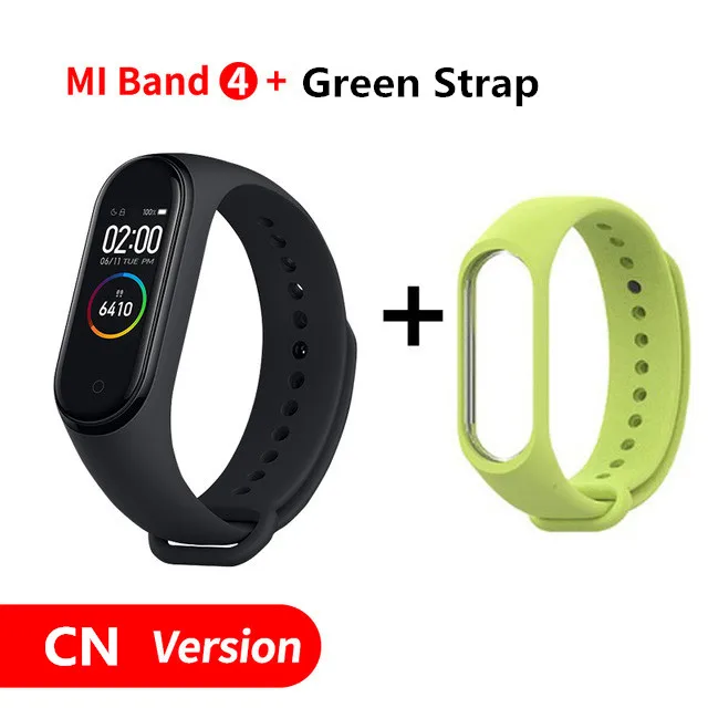CN Green strap Xiaomi Mi смарт-браслет 4 цветной экран пульсометр фитнес 135 мАч Bluetooth 5,0 спортивный водонепроницаемый браслет - Цвет: CN Green strap
