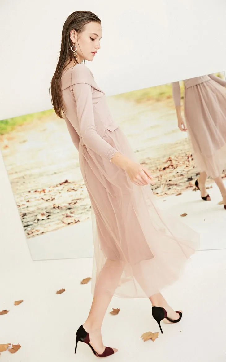 Vero Moda трикотажные Gauzy Splice 3/4 рукава Макси/длинное платье Вечерние платья | 31837C530