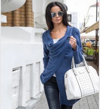 Женский вязаный свитер новинка 2017 свободная верхняя одежда с длинным рукавом