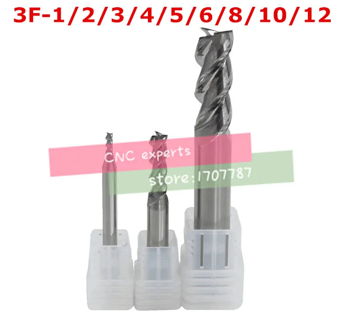 

9pcs 3F-1-12 carbide Square Flatted End Mill,3flute Milling Cutter For Aluminum Endmill Tools Carbide Cnc End Mill Router Bits