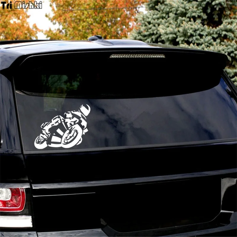 Tri Mishki HZX349# 15*20см biker on board байкер в машине виниловые наклейки на авто наклейка для