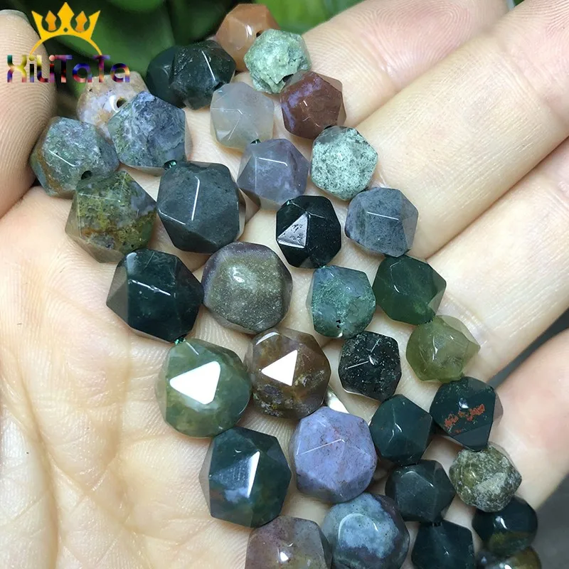 Граненые индийские Агаты бусины из натурального камня для изготовления