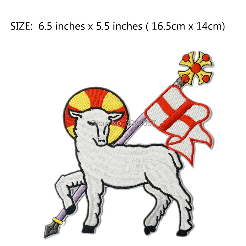 Нашивка с вышитым логотипом 6 5 дюйма изображением агненка божиего флага