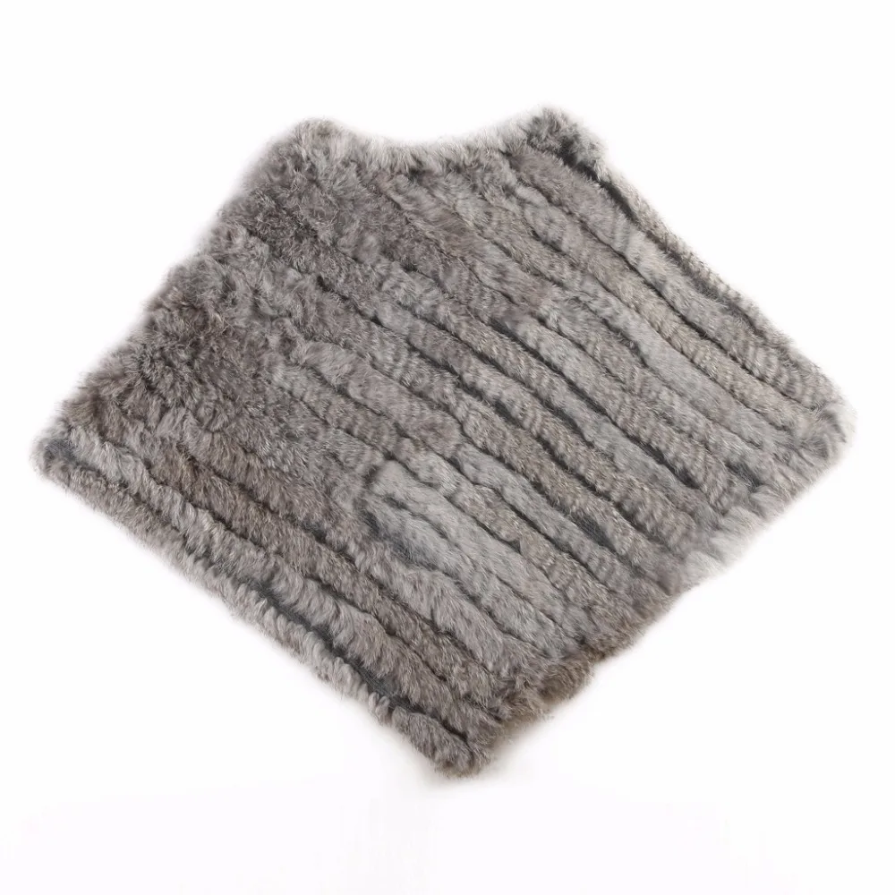 ZY82003 Classics Style Women Winter Fashion Knitted Real Rabbit Fur Warm O-Neck Poncho Many Colors Scarf Outerwear Coat | Женская одежда