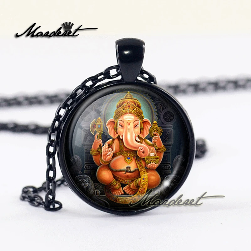 Maderet Ganesha художественное стекло кабошон ожерелье ручной работы ювелирное