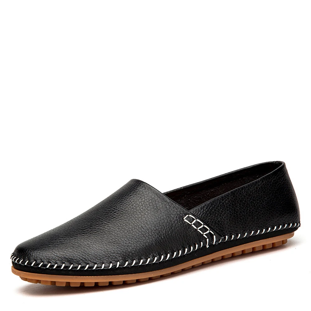QFFAZ 2018 Genuine Cow leather Men Loafers Fashion Handmade Moccasins Soft Leather Blue Slip On Men's Boat Shoe Big Size 38-47 | Обувь
