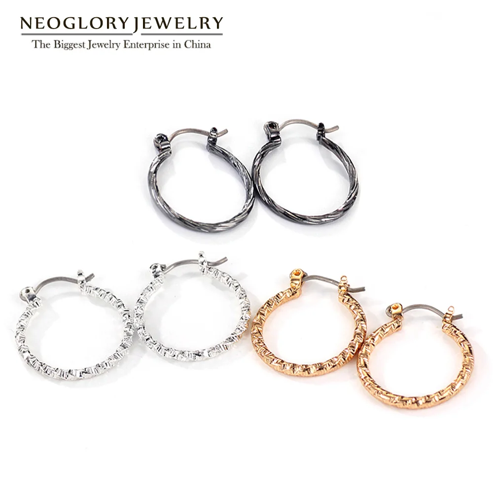 Neoglory три пары титановое покрытие средний обруч Модная бижутерия марки 2020 новинка