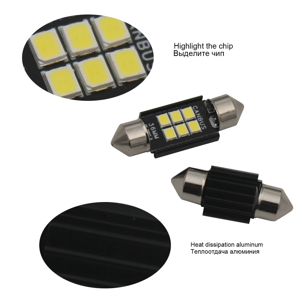 Canbus 36 мм Светодиодная гирлянда лампа C5W 6SMD 3030 авто Интерьер Doom 28 31 39 41 44