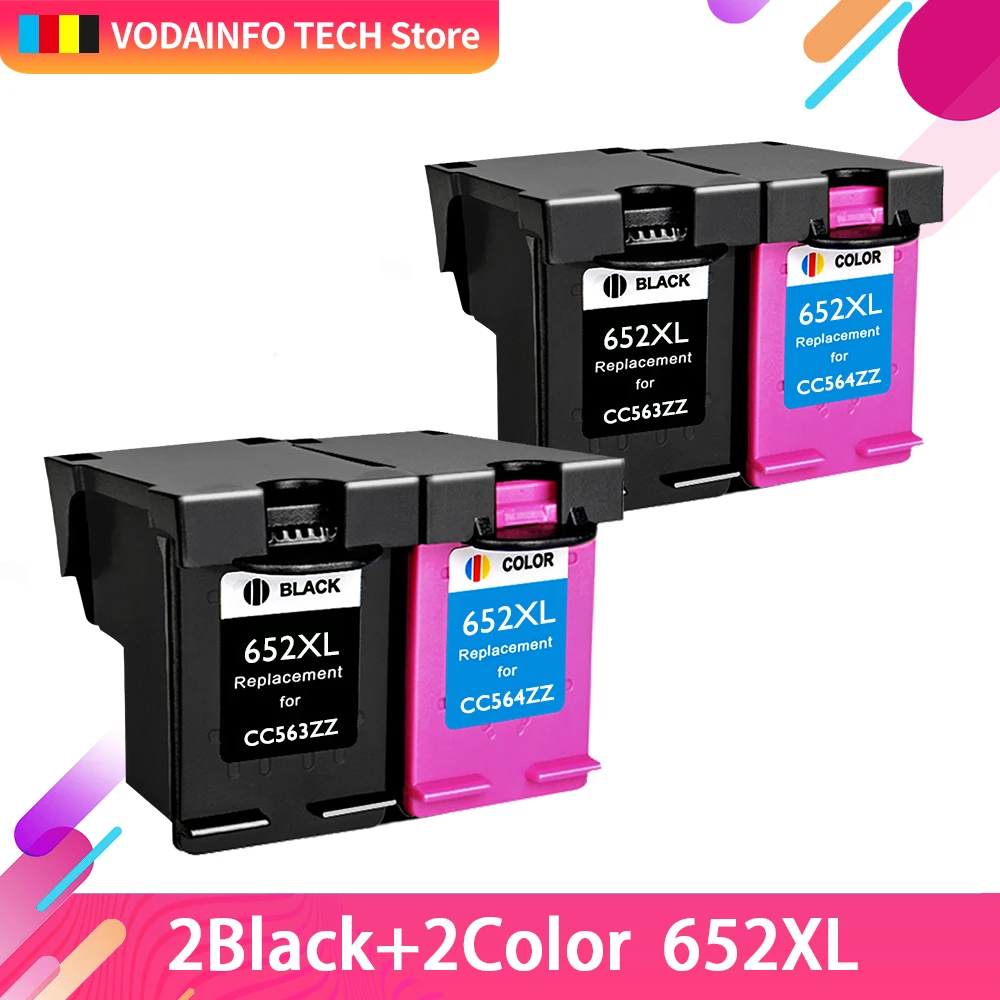 QSYRAINBOW 4 шт. совместим с hp652 652XL 652 DeskJet 1115 2135 3635 3775 3785 3835 4535 4675 1118|Чернильные