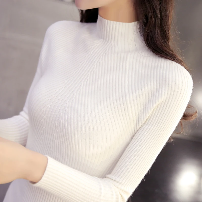 2020 Take the female upset sweater slim long sleeved Turtleneck Shirt half new winter tight dress | Женская одежда