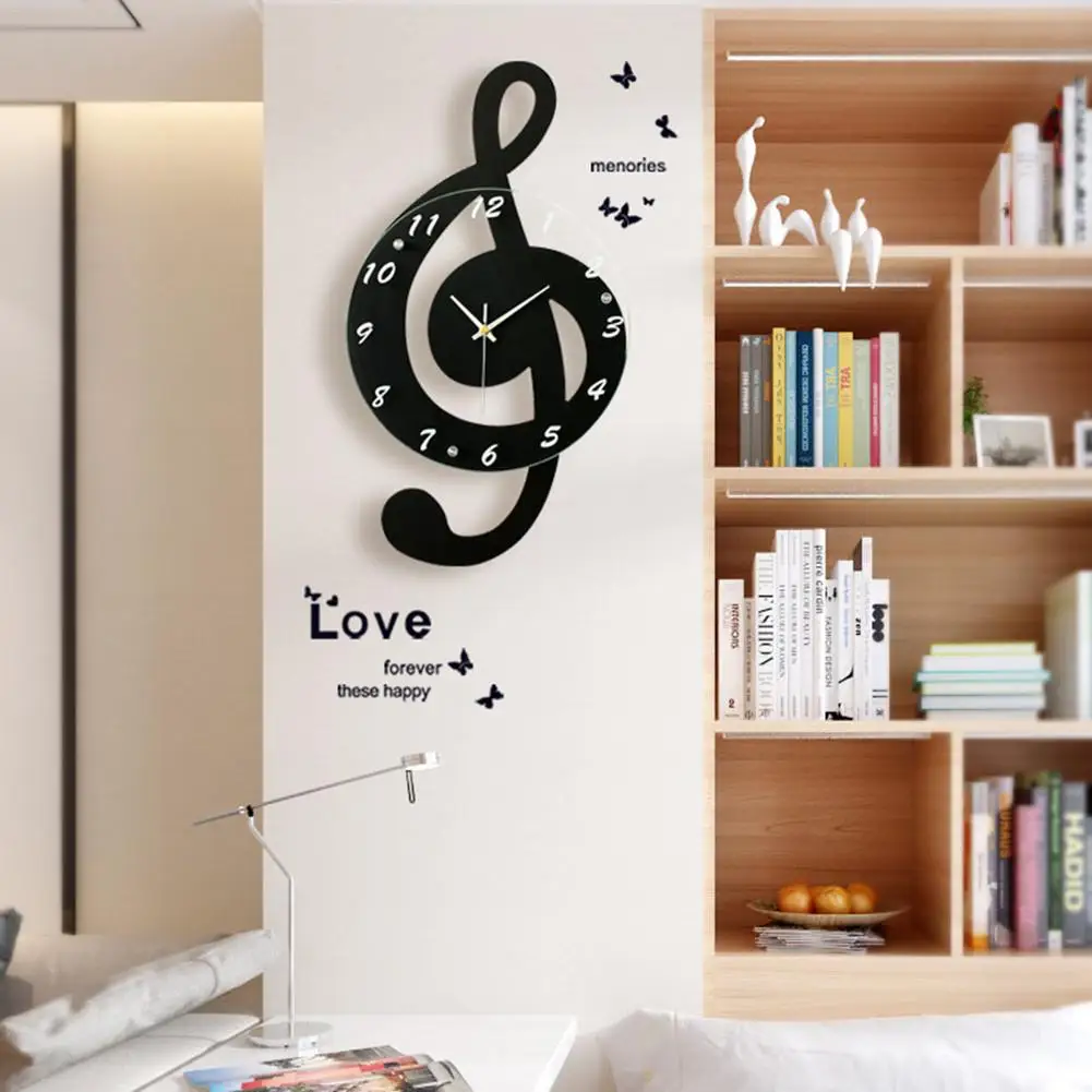 

Musical Note Wall Clock Modern Minimalist Wall Clock Quiet Quartz Movement For Bedroom Living Room Personality Decoration
