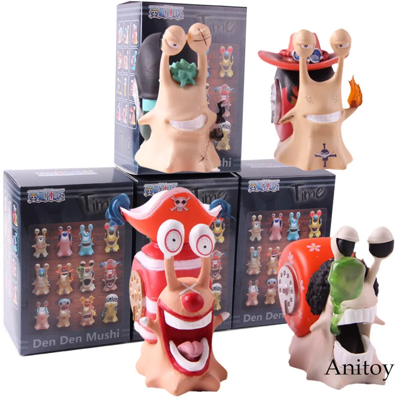 4PCS with retail box Один Кусок Луффи туз Санджи Робин нами и Чоппер Брук Зоро Усопп франки Багги Law Den Mushi телефон ПВХ Фигурки игрушки - Цвет: 4PCS with retail box
