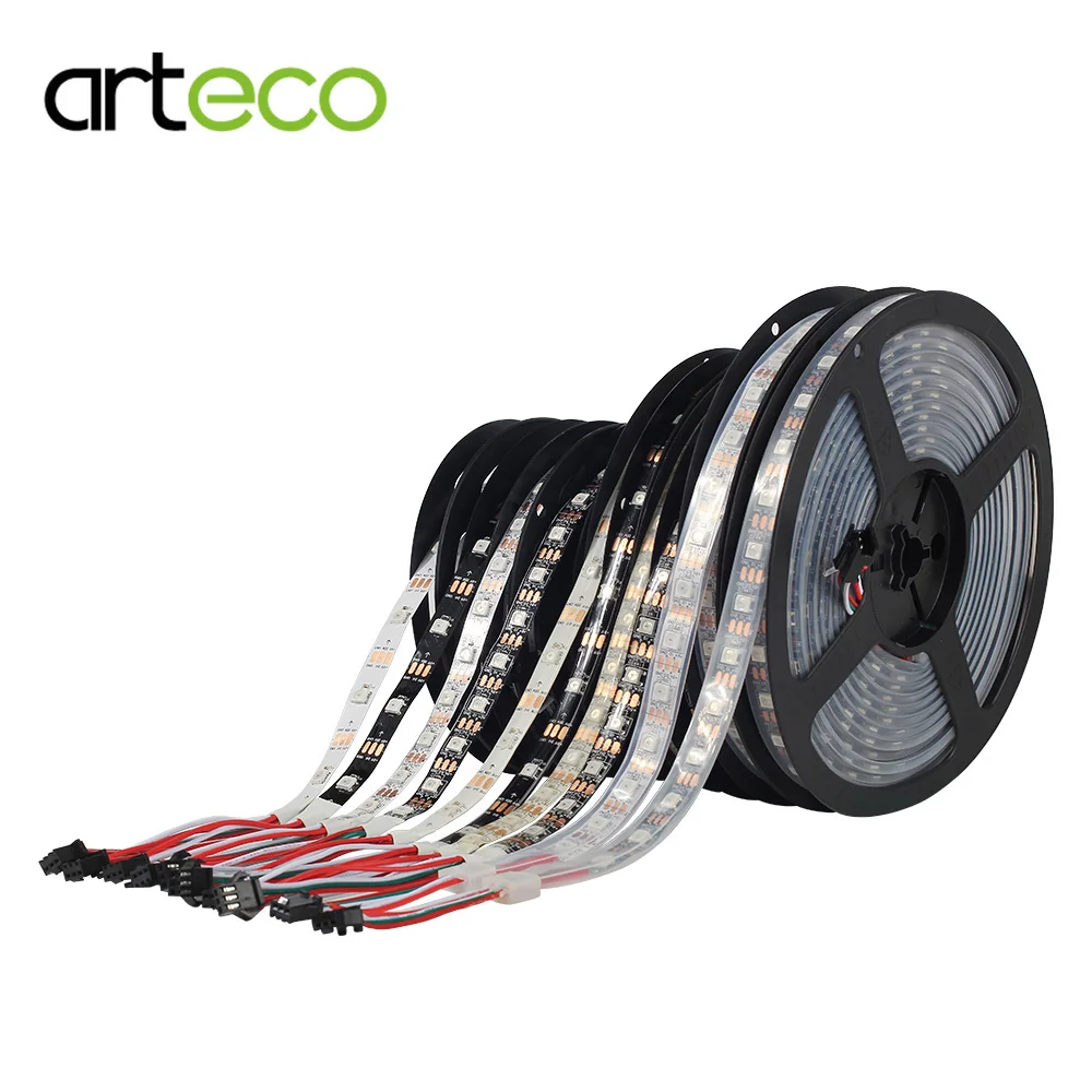 Пиксельная Светодиодная лента WS2812 WS2812B 5 В доступная м 5050 RGB 30 / 60 светодиодов