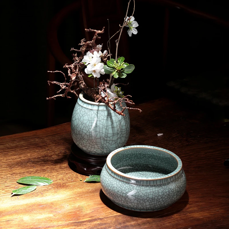 Винтажный цветочный горшок Longquan Celadon в японском стиле Zen мини ваза украшения для