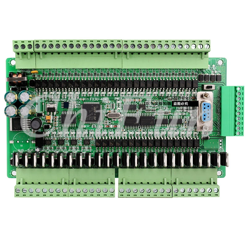 ПЛК промышленная плата управления FX1N FX2N FX3U-48MT 6AD 2DA 24 вход 24 транзисторный выход RS485 RTC может расширение с оболочкой