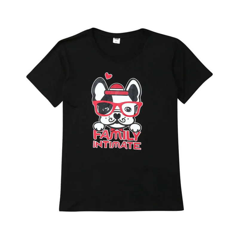 Одинаковая одежда для семьи тему отдыха рубашка с рисунком собачки и принтом