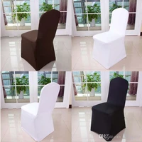 wolesale hotel chair cover wedding pure color with thick white elastic high end banquet free shipping