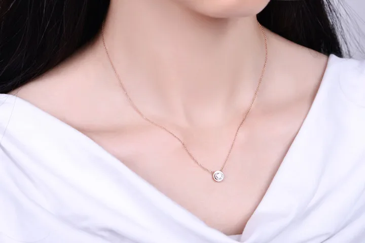 Бренд ZOCAI Time& Love Diamond ожерелье натуральный 0,09 CT сертифицированный бриллиант с 18 k розой и колье из белого золота TGD90205T
