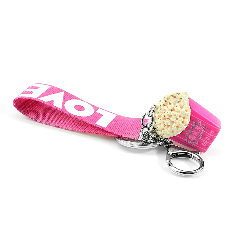 Cute Handmade Simulation Hamburger Hot Dog Cake Sandwich French Fries Popcorn Anime Keychains for Women Pendant Food Keyring | Украшения и