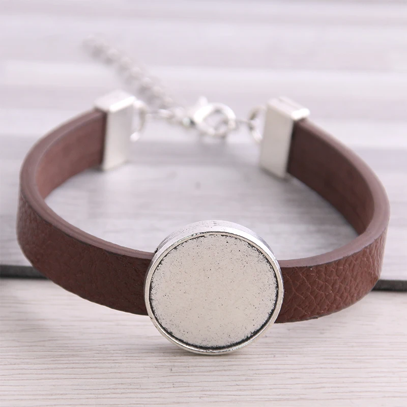 5 шт. браслеты из искусственной кожи на запястье с базовой оправой Пустые лотки