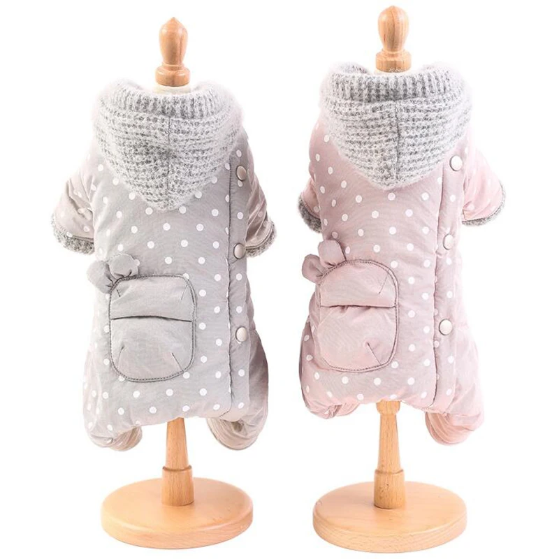 Одежда для собак зимний утепленный Пуховый комбинезон вязаная шапка одежда