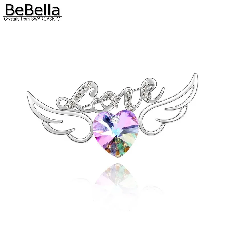BeBella 6 видов цветов женские сердца брошь с крыльями сделаны элементами Swarovski|wing