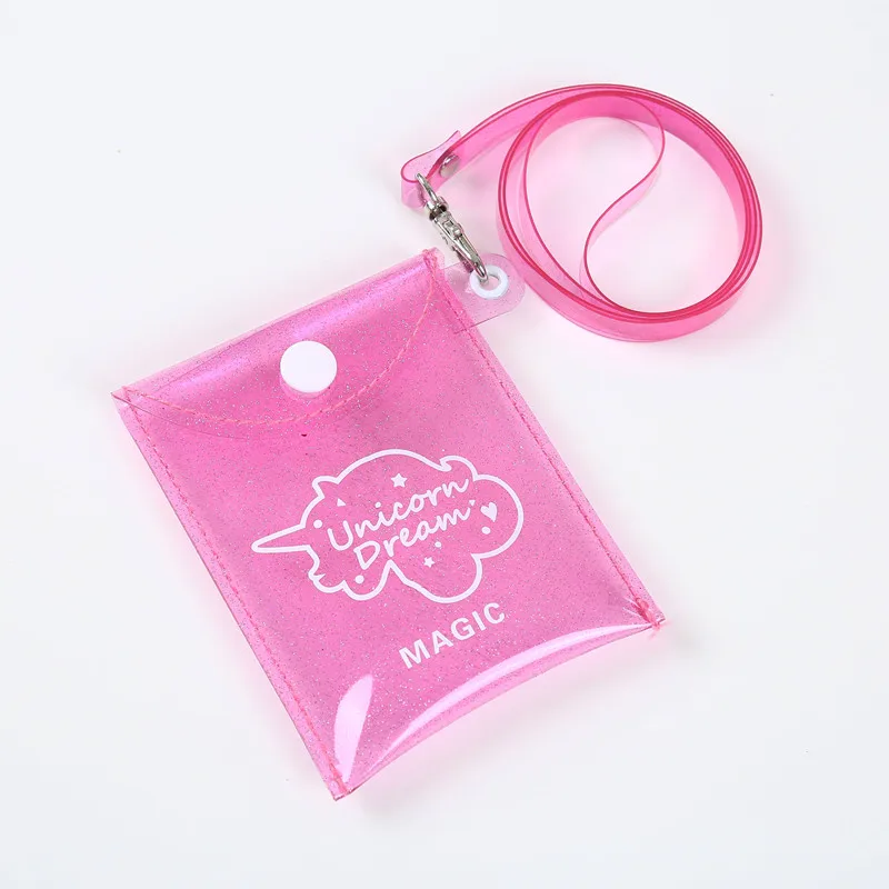 rose pink Блестящий Прозрачный ID держатель для карт кошелек мешочек для помады ПВХ Холтер банк Кредитная карта Hasp кошелек монета деньги сумка органайзер для ключей - Цвет: rose pink