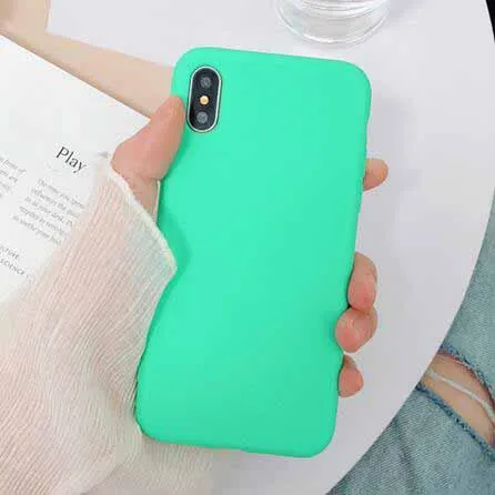 Милые однотонные Чехлы LOVECOM для телефонов iPhone XS Max XR 6 6 S 7 8 Plus X XS, мягкий силиконовый Простой Модный чехол - Цвет: Fluorescent Green