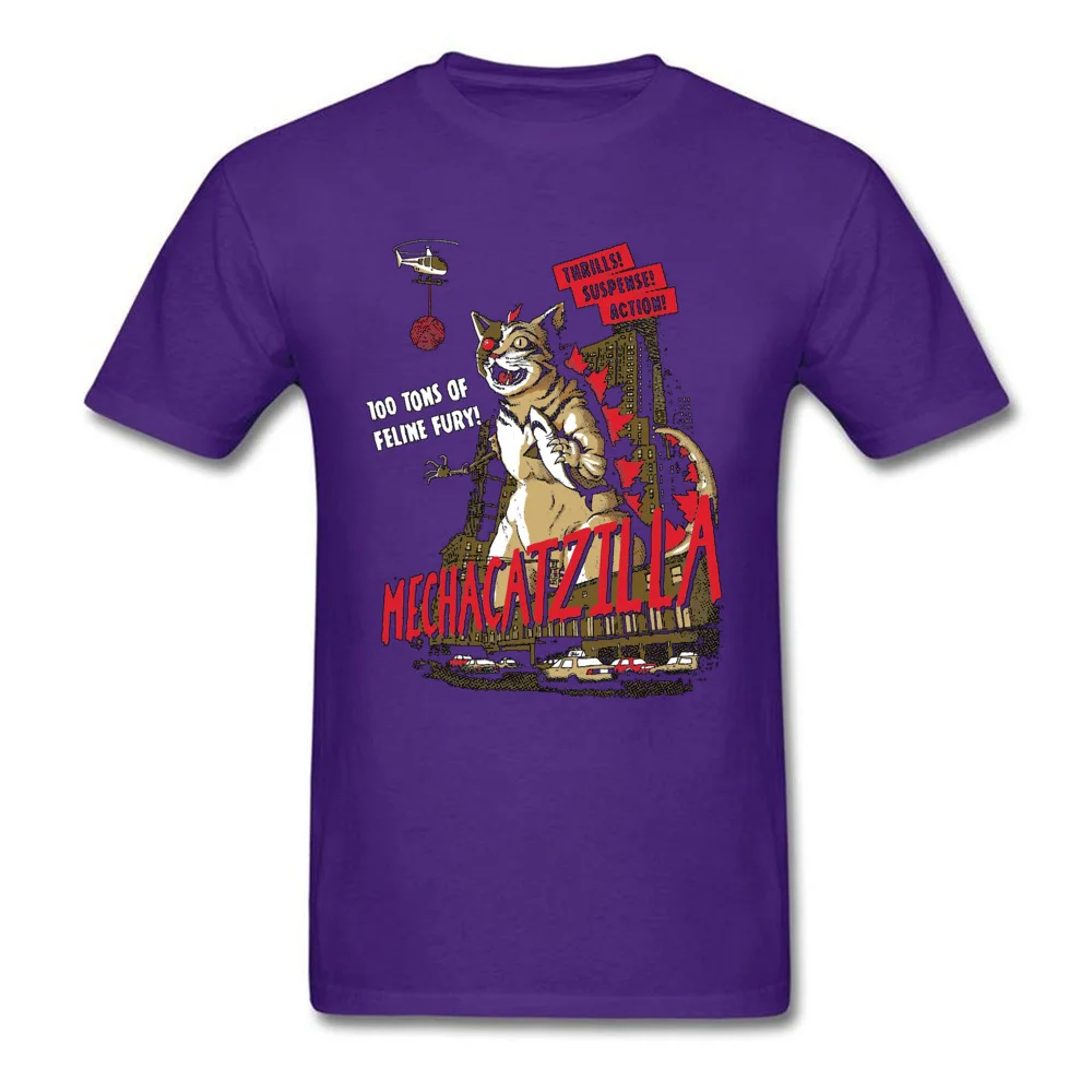 Mecha Catzilla Monster сатана демон кошка психоделик-рубашка забавный Японский комикс Графический футболки 3D печать чужих вещей мужчин - Цвет: Purple