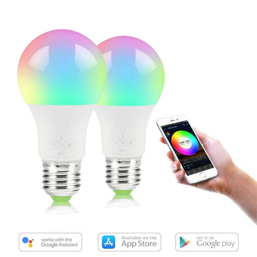 E27 смарт-лампочка WIFI RGB RGBW затемняемый Светодиодный светильник лампа работает с Alexa Google Home, 16 миллионов цветов, приложение дистанционное управление