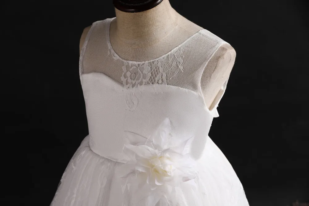 Новинка 2019 года белое свадебное платье с цветочным узором для девочек нарядное