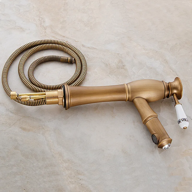 Выдвижной Смеситель античный кран из латуни для умывальника бронзовый винтажный