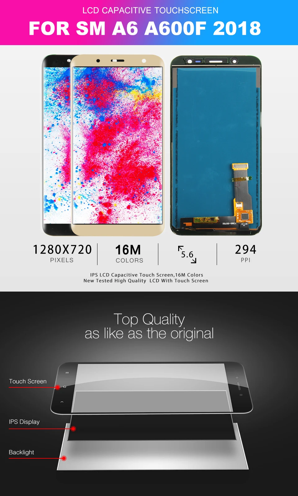5,6 ''TFT lcd для SAMSUNG Galaxy A6 A600 lcd A600 A600F A600FN модуль ЖК-дисплея+ сенсорный экран дигитайзер Датчик в сборе