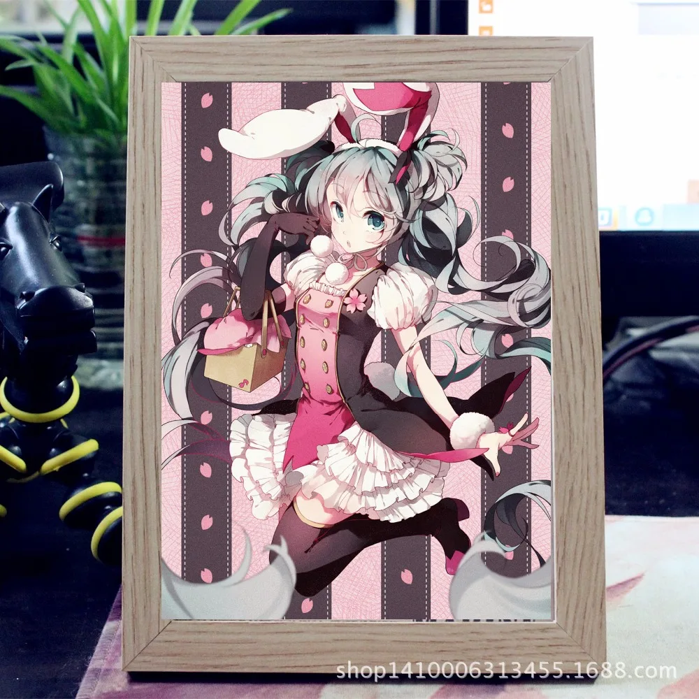 Who Канцтовары магазин аниме фоторамка рисунок повесить картину плакаты Hatsune Miku A3 7