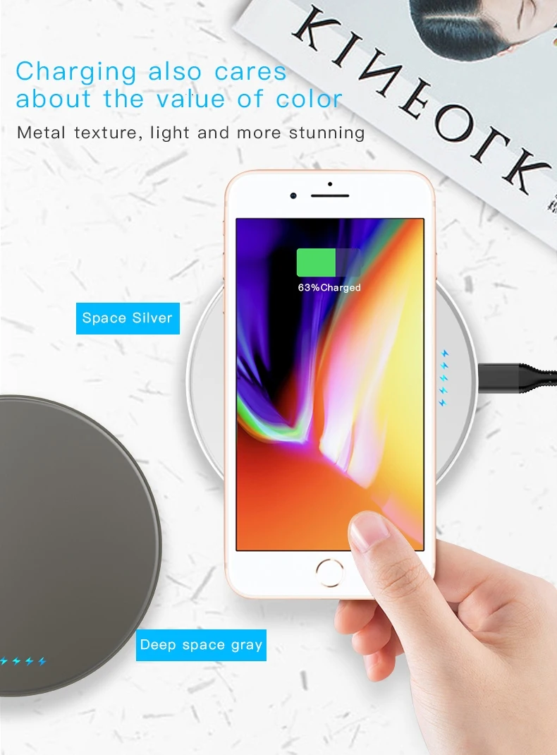 Qi Беспроводной Зарядное устройство для iPhone X 8 плюс Быстрая зарядка быстрая