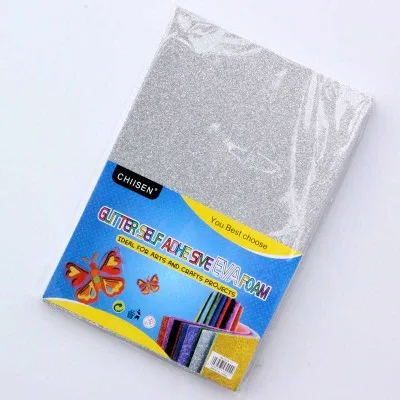 silver-without glue 10 шт. A4 Цветной EVA пыли губчатая бумага поделка рукоделие Скрапбукинг Ремесло флэш-памяти пены блестящая бумага ручной работы поставки материалов - Цвет: silver-without glue