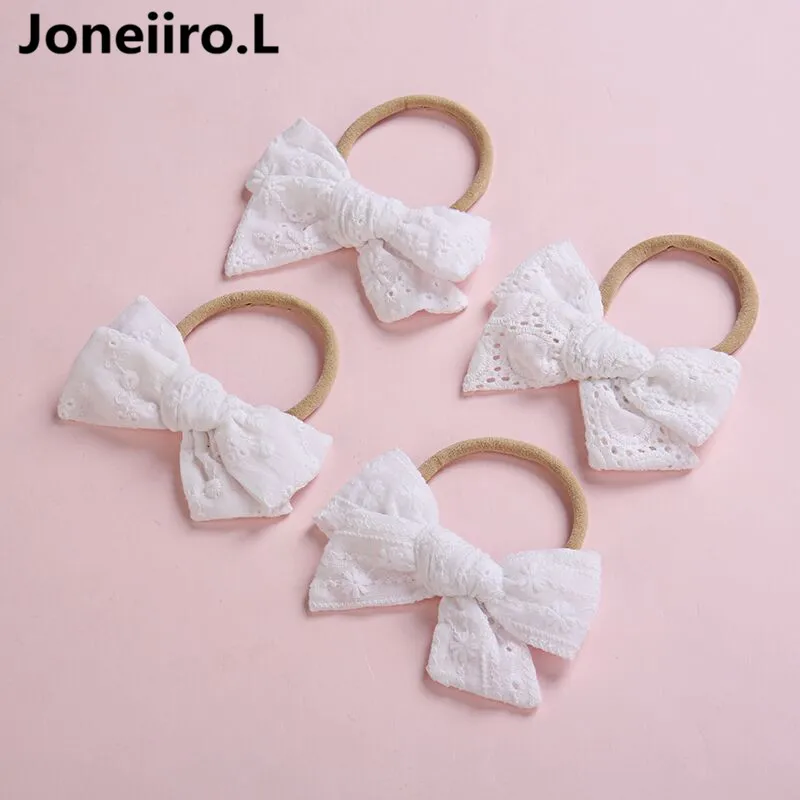 4 шт./лот белый кружевной бант из нейлона повязка на голову или заколки для волос